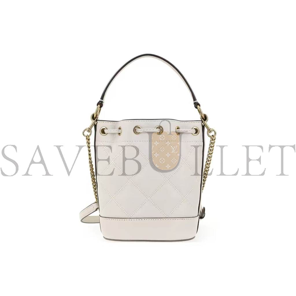 TORY BURCH WILLA METAL DOUBLE T WHITE BUCKET CROSSBODY BAG 148249-724 (19*13.5*9cm)